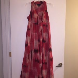 Coral A-line Halter Maxi Dress